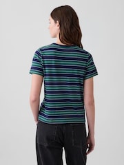 Grønn/Marineblå stripete - Gap Vintage Myk Kortermet T-skjorte - Bilde 2 av 4