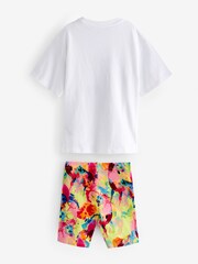 Ecru White Rainbow Unicorn Oversized T-Shirt and Cycle Shorts Set (3-16yrs) - Image 5 of 6