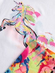 Ecru White Rainbow Unicorn Oversized T-Shirt and Cycle Shorts Set (3-16yrs) - Image 6 of 6