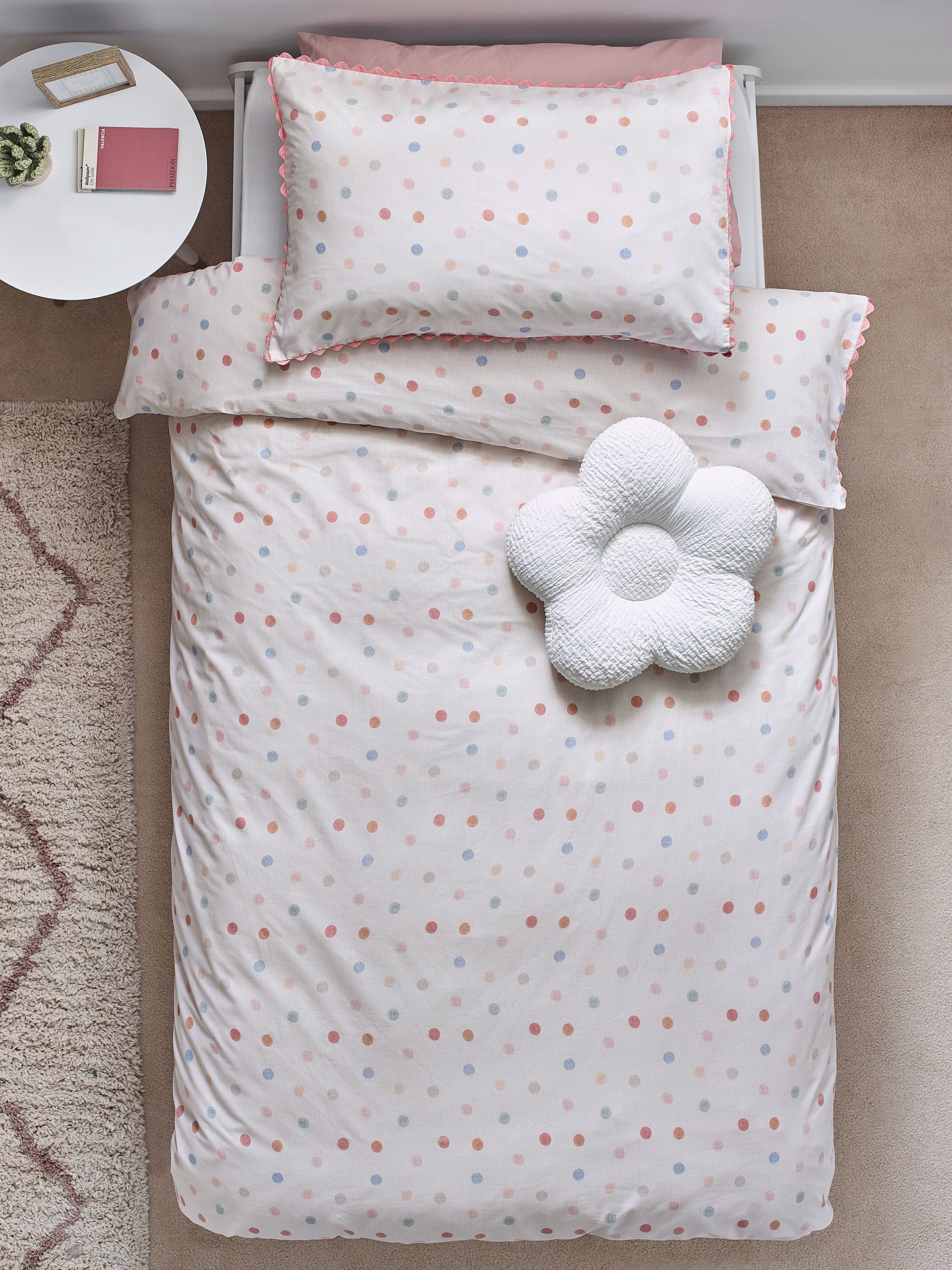 Buy Pink Cream Polka Dot Printed Polycotton Duvet Cover and Pillowcase Bedding from Next Italy
