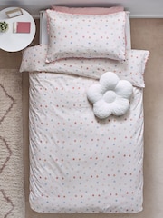 Pink/Cream Polka Dot Printed Polycotton Duvet Cover and Pillowcase Bedding Set - Image 2 of 8