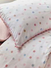 Pink/Cream Polka Dot Printed Polycotton Duvet Cover and Pillowcase Bedding Set - Image 3 of 8