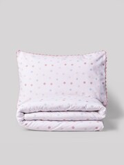 Pink/Cream Polka Dot Printed Polycotton Duvet Cover and Pillowcase Bedding Set - Image 7 of 8