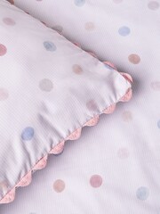 Pink/Cream Polka Dot Printed Polycotton Duvet Cover and Pillowcase Bedding Set - Image 8 of 8