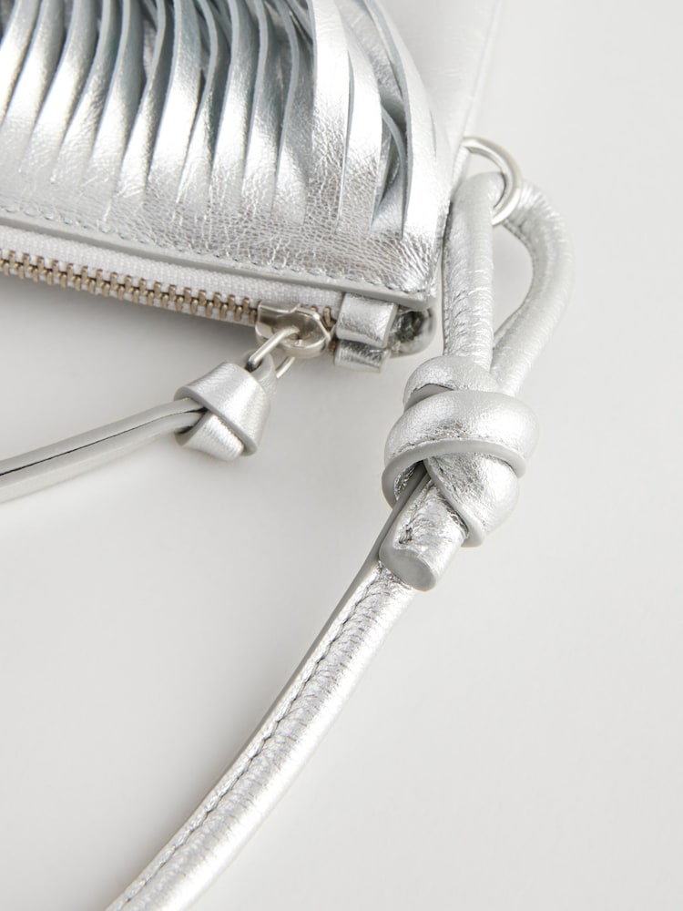 Argent - Sac bandoulière en cuir à franges - Image 9 of 10