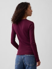 Gap Burgundy Red Modern Ribbed Crew Neck T-Shirt - Image 2 of 5