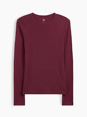 Gap Burgundy Red Modern Ribbed Crew Neck T-Shirt - Image 5 of 5