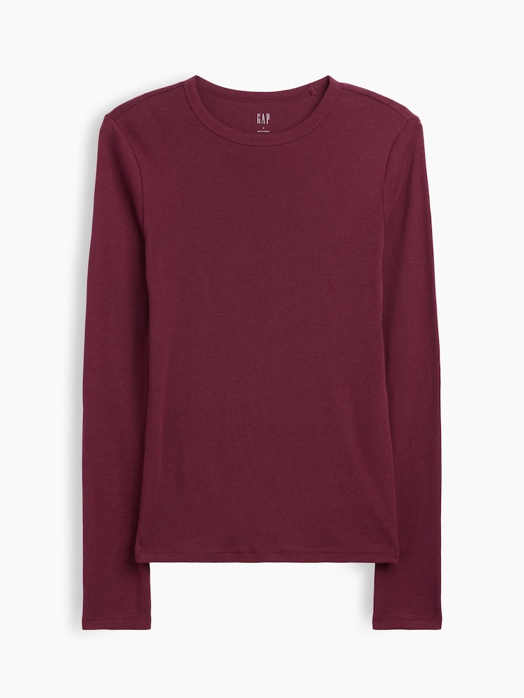 Gap Burgundy Red Modern Ribbed Crew Neck T-Shirt - Image 5 of 5 Gap Burgundy Red Modern Ribbed Crew Neck T-Shirt - Image 5 of 5
