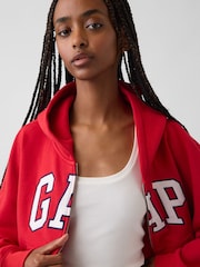 Sarkans - Gap Vintage Soft Oversized Logo kapučdžemperis ar rāvējslēdzēju - Attēls 3 no 3
