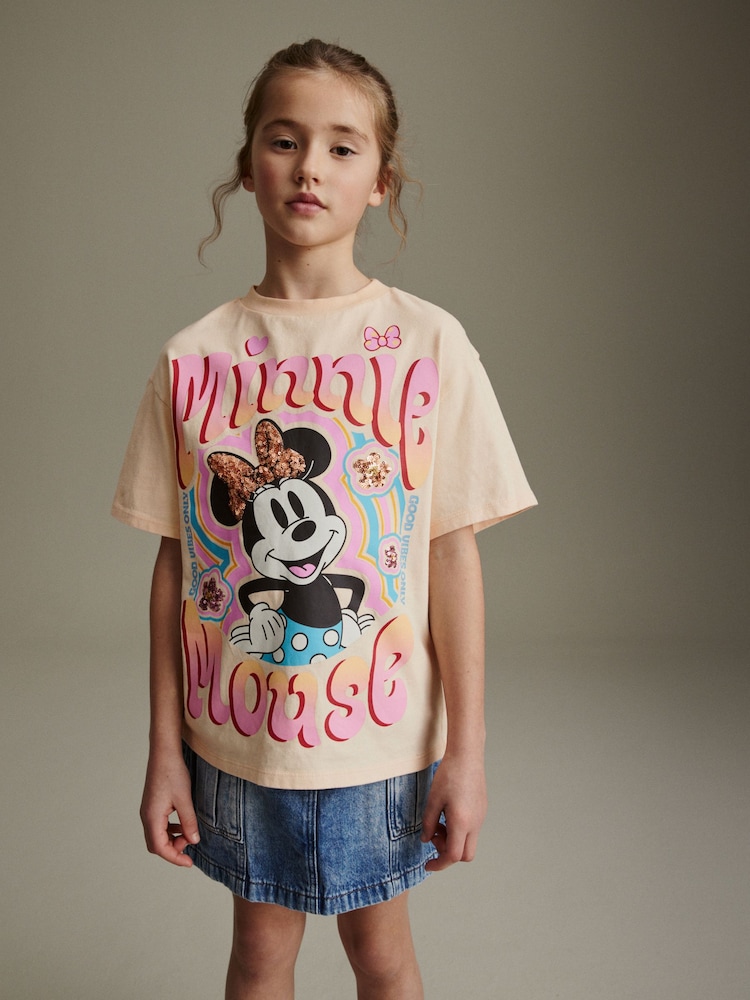 Neutral Oversized Sequin Minnie Mouse License T-Shirt (3-16yrs) - Image 2 of 8