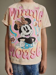 Neutral Oversized Sequin Minnie Mouse License T-Shirt (3-16yrs) - Image 5 of 8