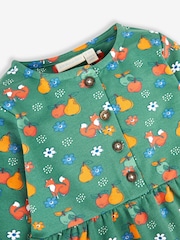 JoJo Maman Bébé Green Fox & Fruit Button Front Dress - Image 4 of 4