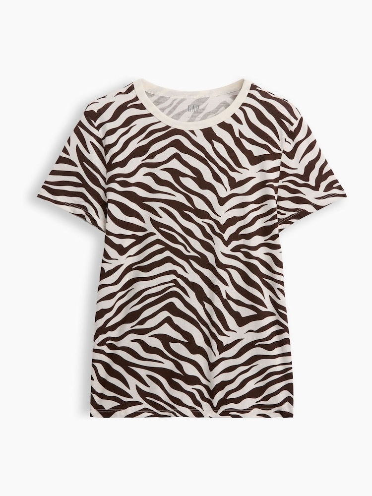 Gap Zebra Print Favourite Crew Neck T-Shirt - Image 1 of 1