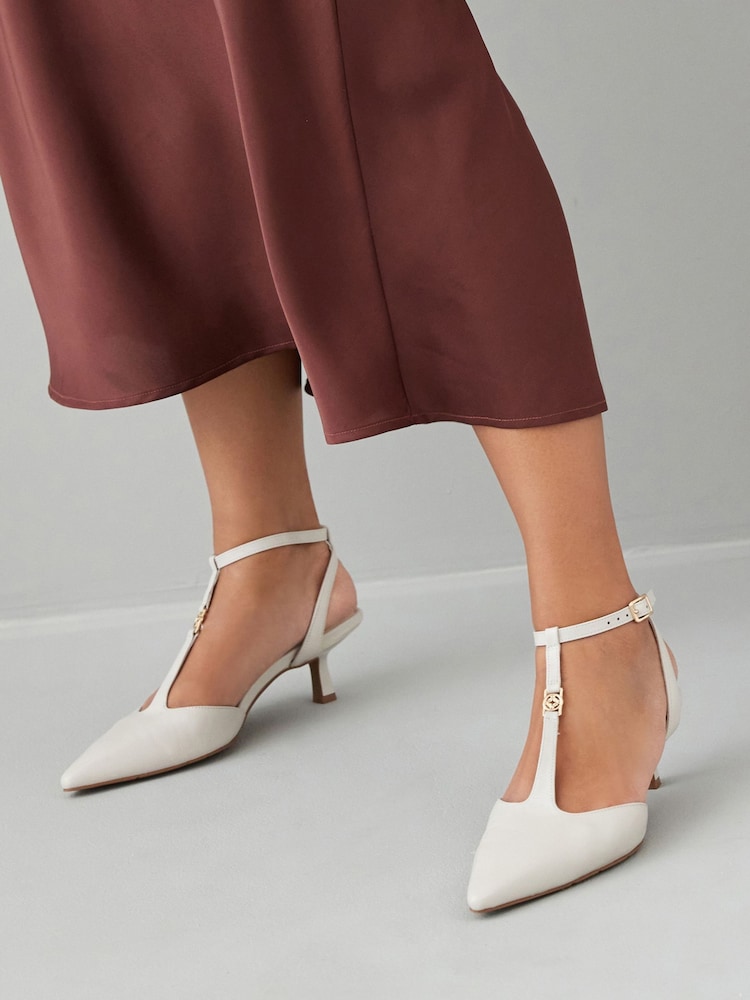 Bone Regular/Wide Fit Forever Comfort® With Motionflex Hardware T Bar Kitten Heels - Image 1 of 9