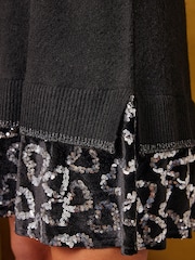 Love & Roses Sequin Hem Scalloped Neck Knitted 2 in 1 Jumper Dress - Bild 3 av 6