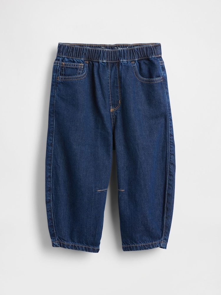 Gap Dark Wash Pull-on Barrel Jeans (6mths-5yrs) - Image 2 of 3 Gap Dark Wash Pull-on Barrel Jeans (6mths-5yrs) - Image 2 of 3