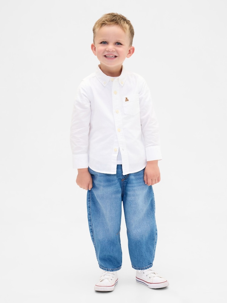 Gap Medium Wash Blue Pull-on Barrel Jeans (6mths-5yrs) - Image 1 of 3 Gap Medium Wash Blue Pull-on Barrel Jeans (6mths-5yrs) - Image 1 of 3