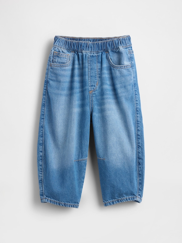 Gap Medium Wash Blue Pull-on Barrel Jeans (6mths-5yrs) - Image 2 of 3 Gap Medium Wash Blue Pull-on Barrel Jeans (6mths-5yrs) - Image 2 of 3