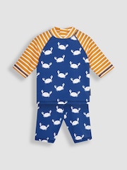 JoJo Maman Bébé Blue Crab UPF 50 2-Piece Sun Protection Suit - Image 1 of 5