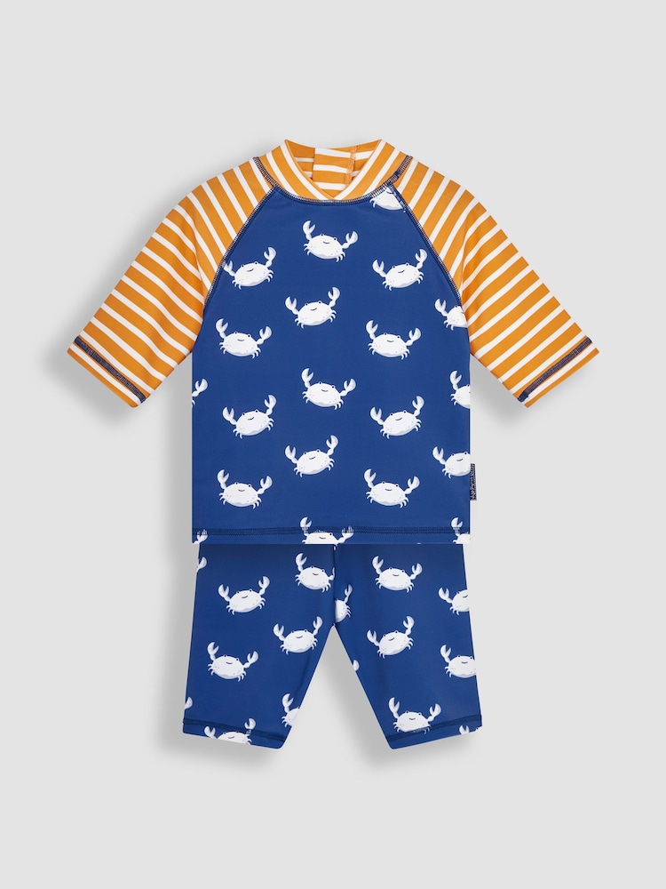 JoJo Maman Bébé Blue Crab UPF 50 2-Piece Sun Protection Suit - Image 1 of 5