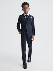 Reiss Navy Hope 3-9 yrs Wool Blend Adjustable Trousers - Image 1 of 6