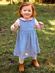 JoJo Maman Bébé Blue Hedgehog Girls' Appliqué Cord Dress - Image 1 of 4