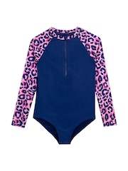 Harry Bear Blue/Pink Girls Leopard Print Swimsuit - Image 2 of 4