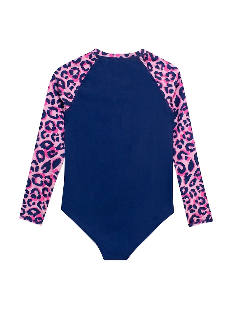 Harry Bear Blue/Pink Girls Leopard Print Swimsuit - Image 3 of 4