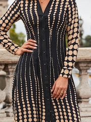 Sosandar Black Geometric Spot Print Shirt Dress - Image 5 of 5