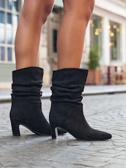Linzi Black Composed Ruched Ankle Boots - Image 1 of 5
