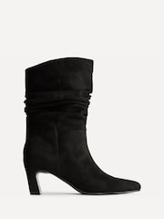 Linzi Black Composed Ruched Ankle Boots - Image 2 of 5