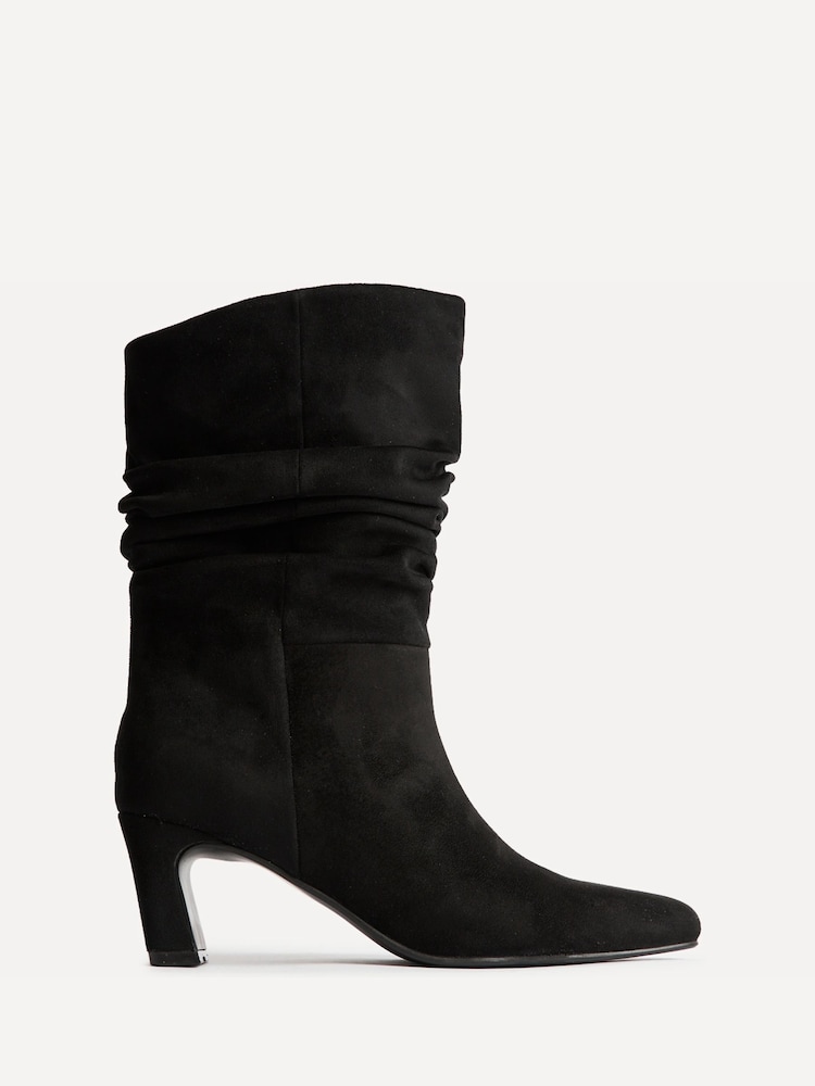 Linzi Black Composed Ruched Ankle Boots - Image 2 of 5