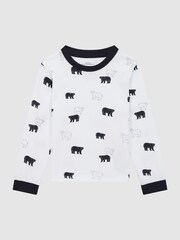 Reiss Optic White Bernard 3-9 yrs Slim Fit Cotton Motif Pyjama Top - Image 2 of 6