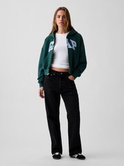 Gap Green Vintage Soft Oversized Logo Zip-Up Hoodie - Image 3 of 4
