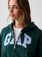 Gap Green Vintage Soft Oversized Logo Zip-Up Hoodie - Image 4 of 4