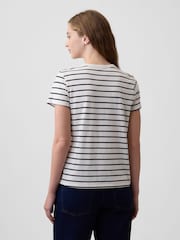 Gap White/Black Stripe Favourite Crew Neck T-Shirt - Image 2 of 5