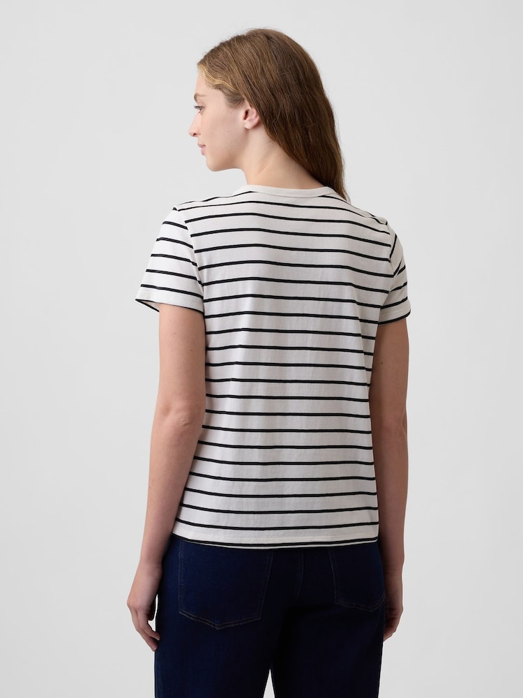 Gap White/Black Stripe Favourite Crew Neck T-Shirt - Image 2 of 5