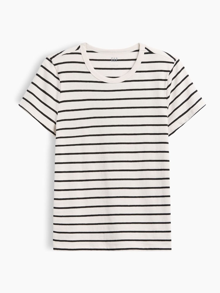 Gap White/Black Stripe Favourite Crew Neck T-Shirt - Image 5 of 5