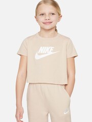 Nike Beige Futura Cropped T-Shirt - Image 1 of 4