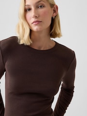 Gap Brown Modern Ribbed Long Sleeve T-Shirt - Image 4 of 5