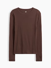 Gap Brown Modern Ribbed Long Sleeve T-Shirt - Image 5 of 5