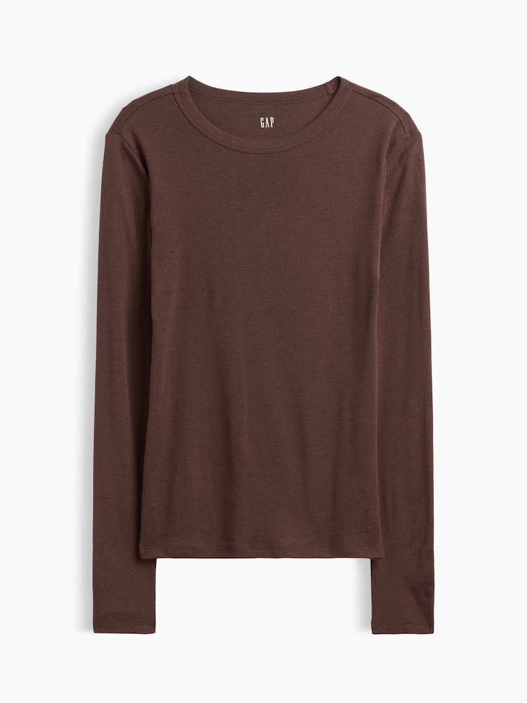 Gap Brown Modern Ribbed Long Sleeve T-Shirt - Image 5 of 5 Gap Brown Modern Ribbed Long Sleeve T-Shirt - Image 5 of 5