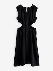 Myleene Klass Linen Cut Out Black Dress - Image 8 of 8
