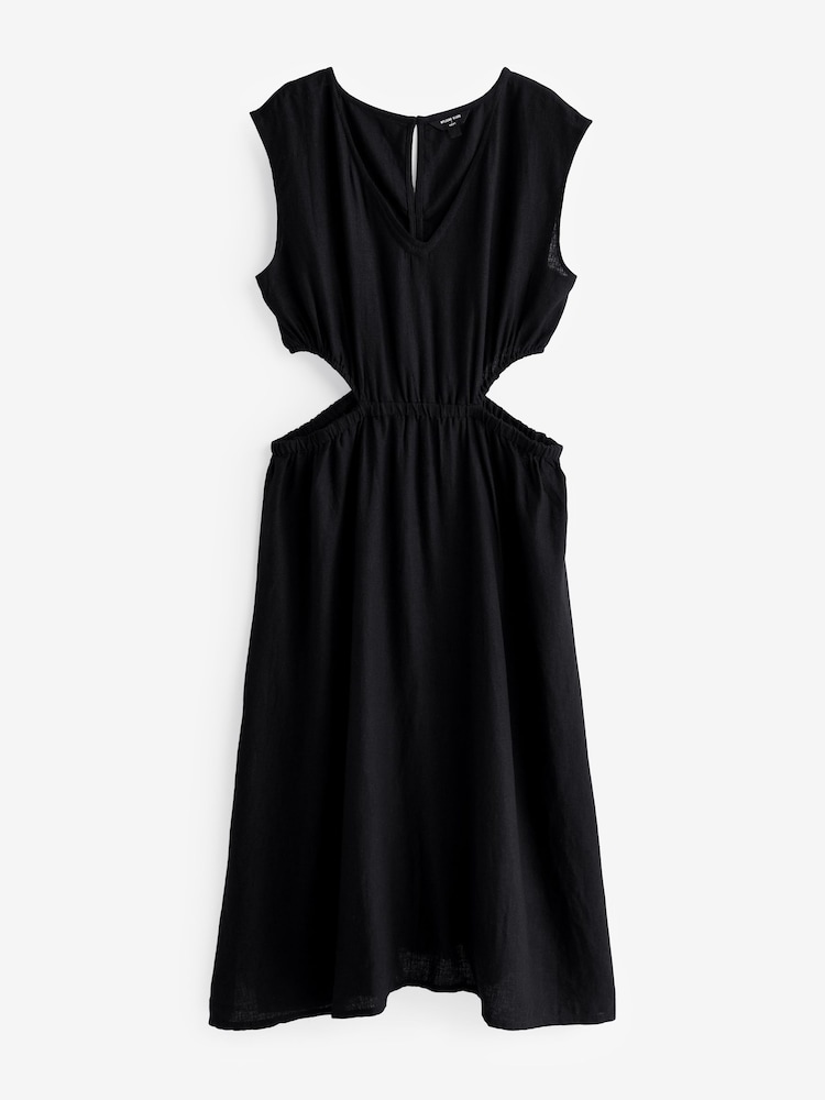 Myleene Klass Linen Cut Out Black Dress - Image 8 of 8 Myleene Klass Linen Cut Out Black Dress - Image 8 of 8