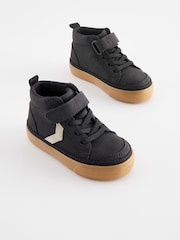 Black Standard Fit (F) Elastic Lace Touch Fastening Chevron Boots - Image 1 of 5