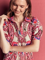 Boden Pink Belted Cotton Midi Dress - Image 2 of 5