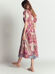 Boden Pink Belted Cotton Midi Dress - Image 3 of 5