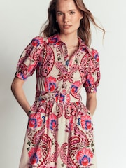 Boden Pink Belted Cotton Midi Dress - Image 4 of 5