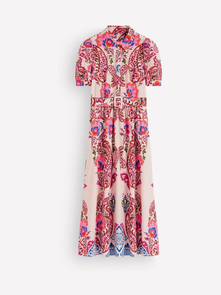 Boden Pink Belted Cotton Midi Dress - Image 5 of 5 Boden Pink Belted Cotton Midi Dress - Image 5 of 5