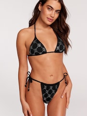 Victoria's Secret Black Diamanté Triangle Bikini Top - Image 6 of 9